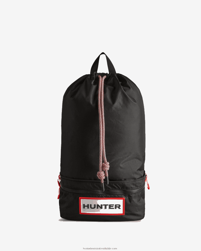 Men Hunter Travel Ripstop Recycled Nylon Two-Way Backpack Black/Red Box Logo 68TN2X406