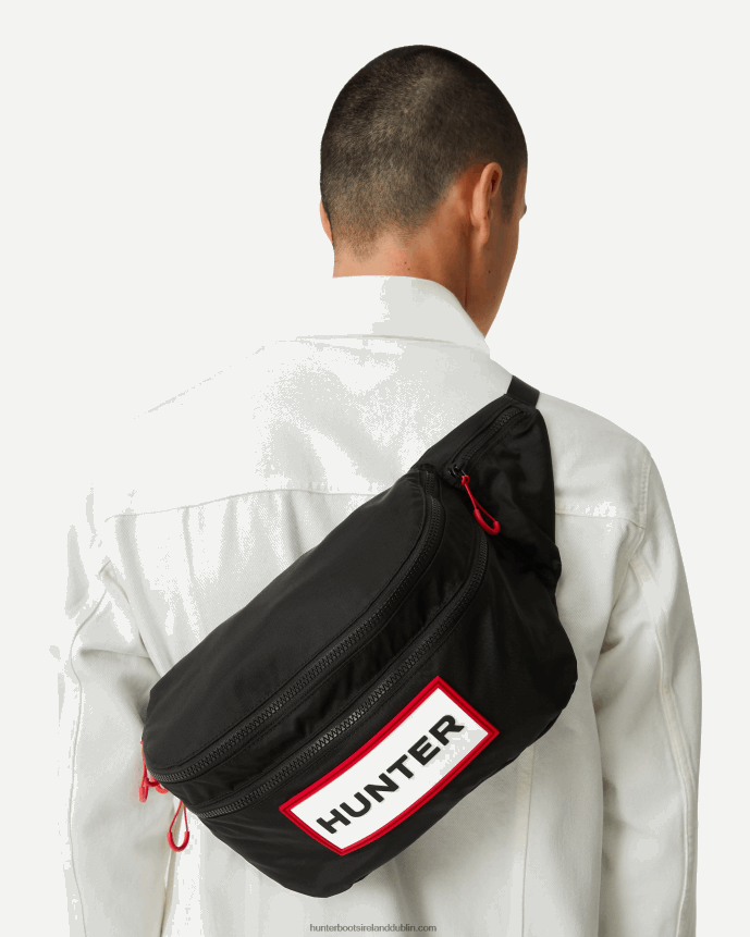 Men Hunter Travel Ripstop Recycled Nylon Two-Way Backpack Black/Red Box Logo 68TN2X406