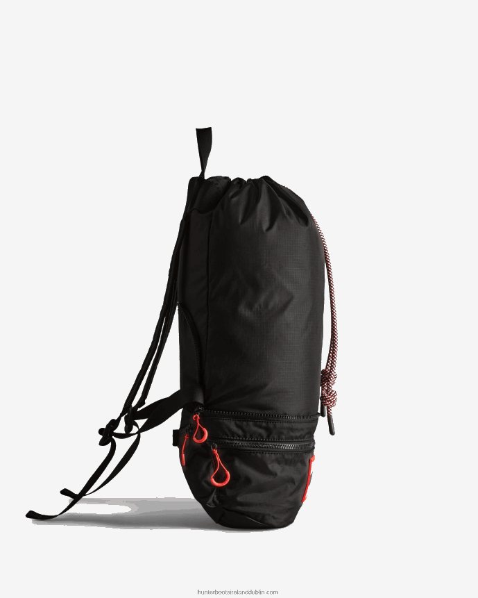 Men Hunter Travel Ripstop Recycled Nylon Two-Way Backpack Black/Red Box Logo 68TN2X406