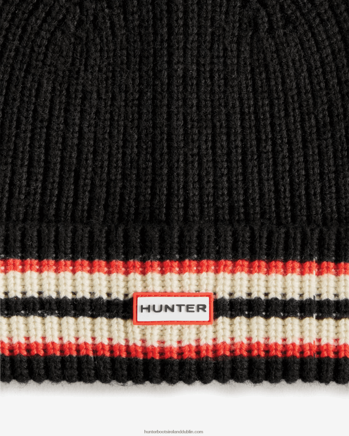 Men Hunter Branded Stripe Cuff Beanie Black 68TN2X617