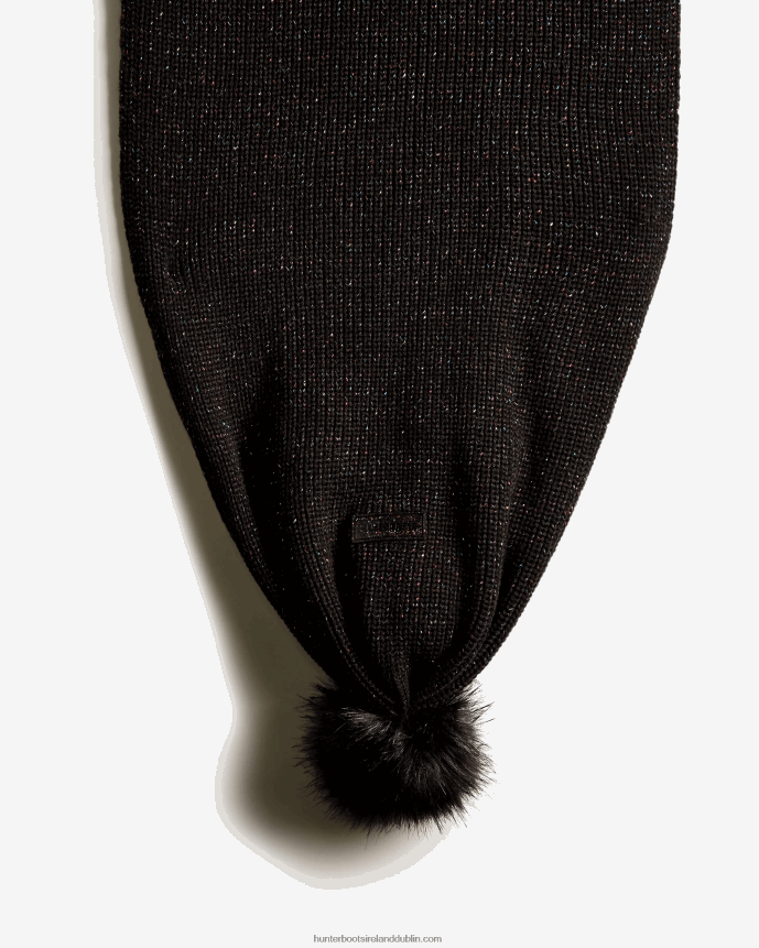 Men Hunter Glitter Lurex Pompom Scarf Black Multi 68TN2X484