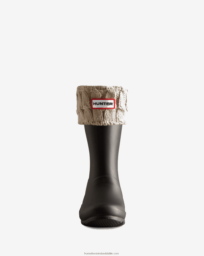 Men Hunter Recycled 6 Stitch Cable Cuff Short Boot Socks Greige 68TN2X403