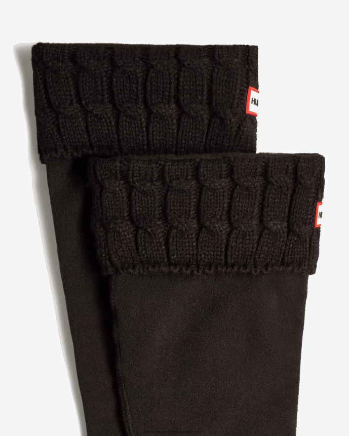 Men Hunter Recycled 6 Stitch Cable Cuff Tall Boot Socks Black 68TN2X374