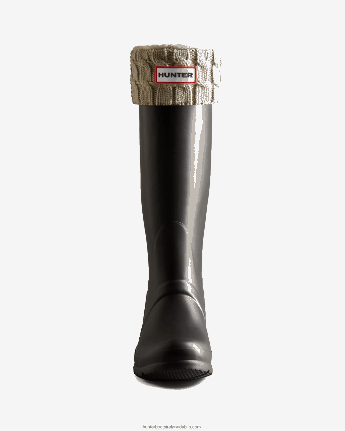 Men Hunter Recycled 6 Stitch Cable Cuff Tall Boot Socks Greige 68TN2X401