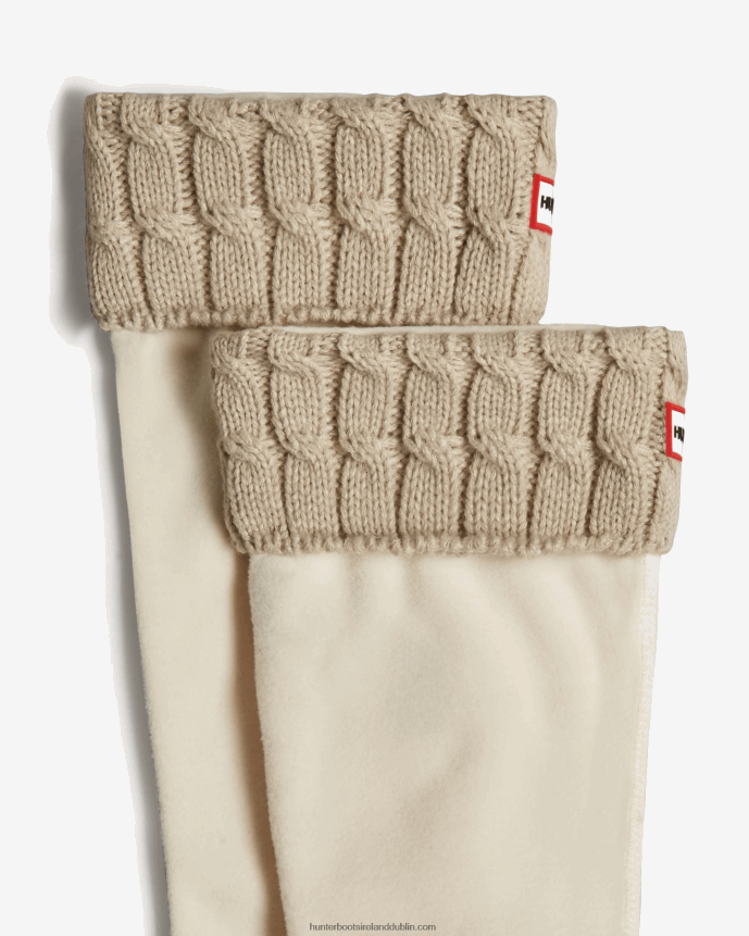 Men Hunter Recycled 6 Stitch Cable Cuff Tall Boot Socks Greige 68TN2X401