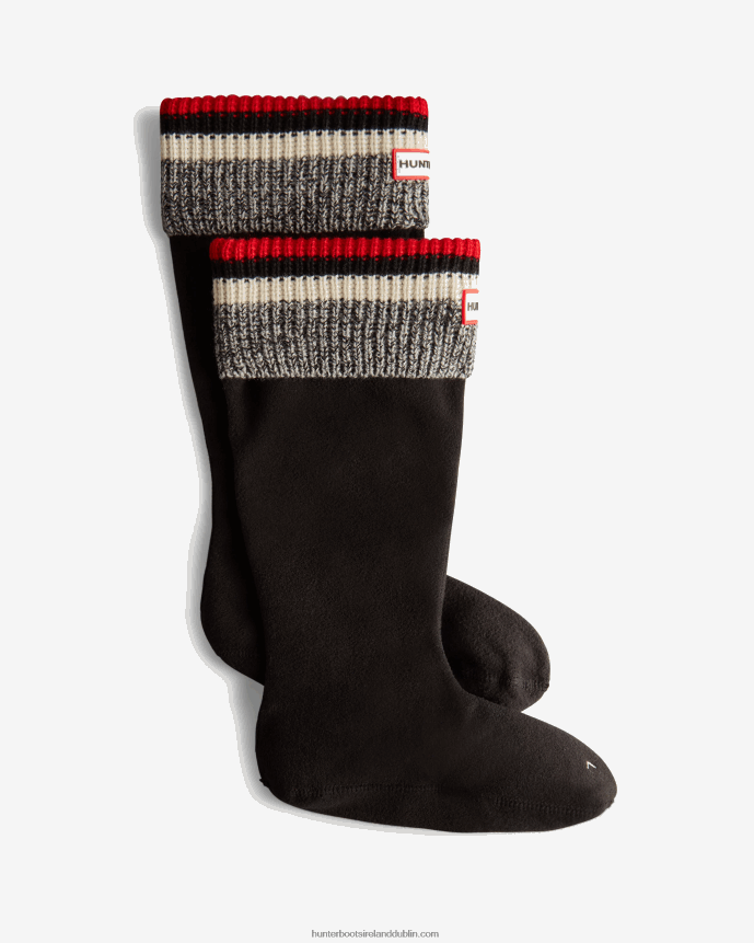 Men Hunter Recycled Block Stripe Cuff Tall Boot Socks Grey Twist 68TN2X488