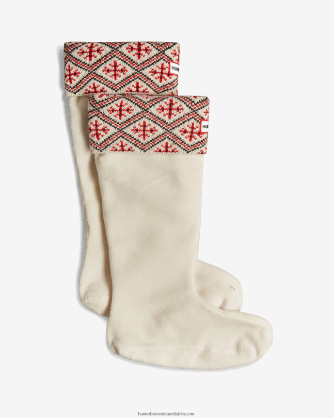 Men Hunter Recycled Fairisle Cuff Tall Boot Socks White 68TN2X443