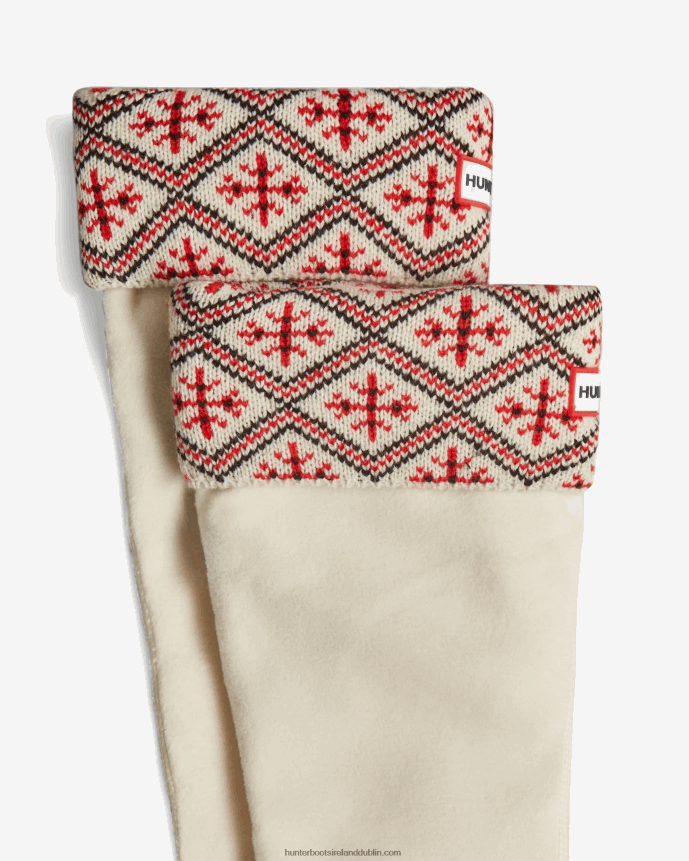 Men Hunter Recycled Fairisle Cuff Tall Boot Socks White 68TN2X443