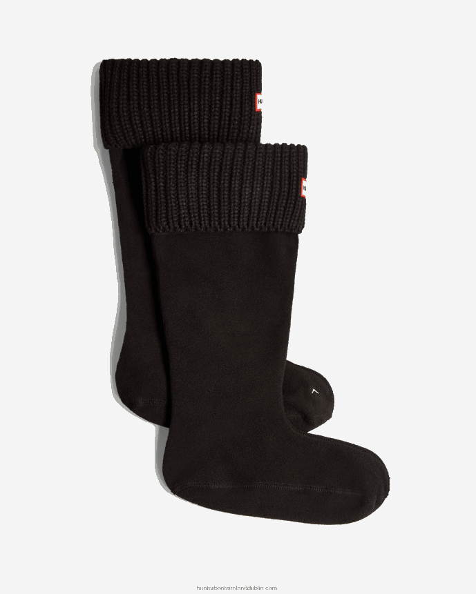 Men Hunter Recycled Half Cardigan Cuff Tall Boot Socks Black 68TN2X489