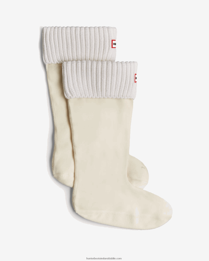 Men Hunter Recycled Half Cardigan Cuff Tall Boot Socks White 68TN2X490
