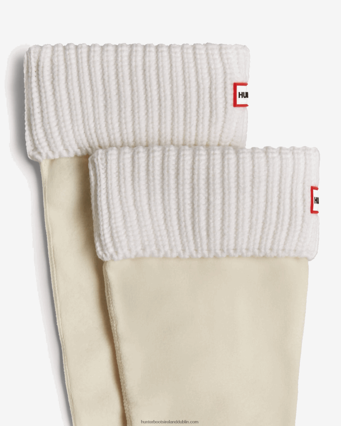 Men Hunter Recycled Half Cardigan Cuff Tall Boot Socks White 68TN2X490