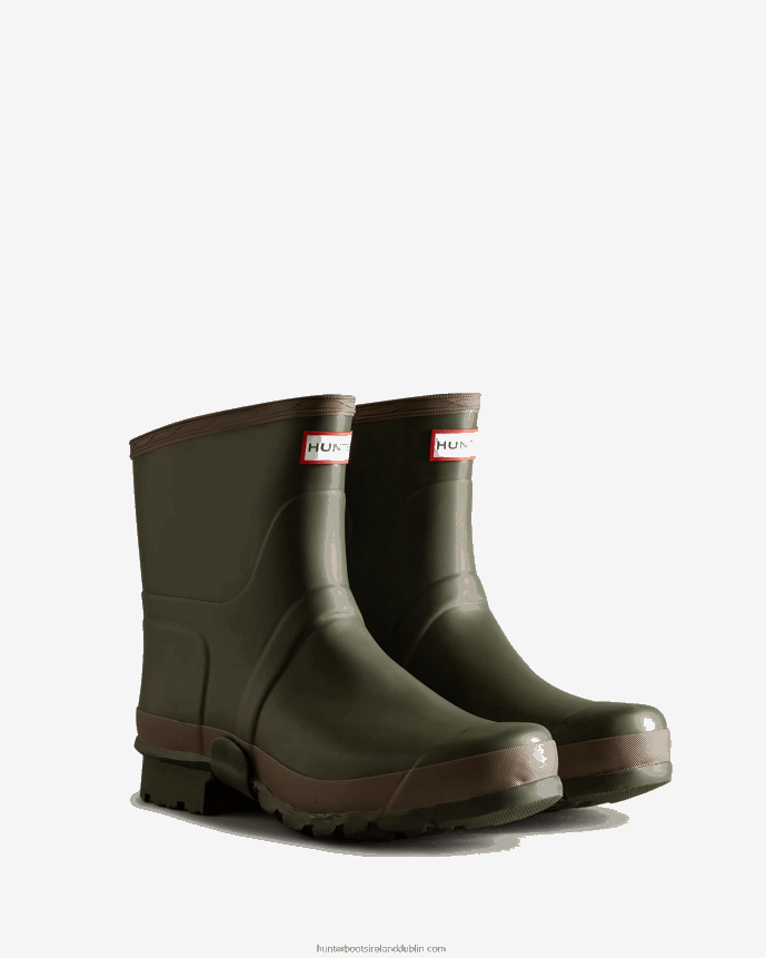Men Hunter Gardener Short Rain Boots Dark Olive/Clay 68TN2X519
