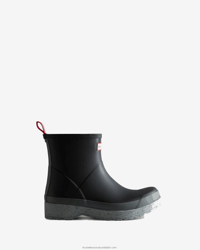 Men Hunter Original Play Short Speckle Rain Boots Black/Urban Grey 68TN2X596