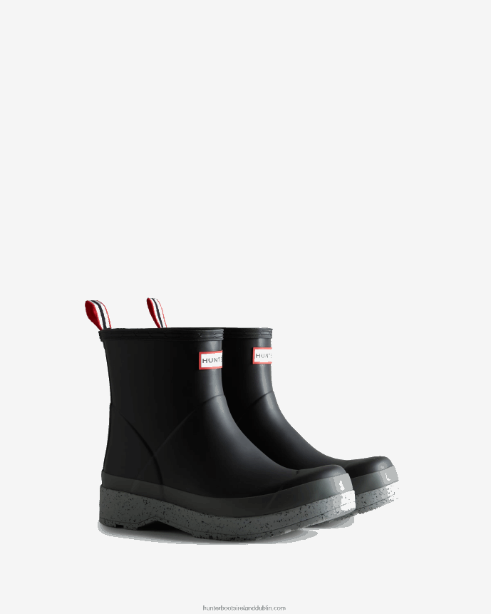 Men Hunter Original Play Short Speckle Rain Boots Black/Urban Grey 68TN2X596
