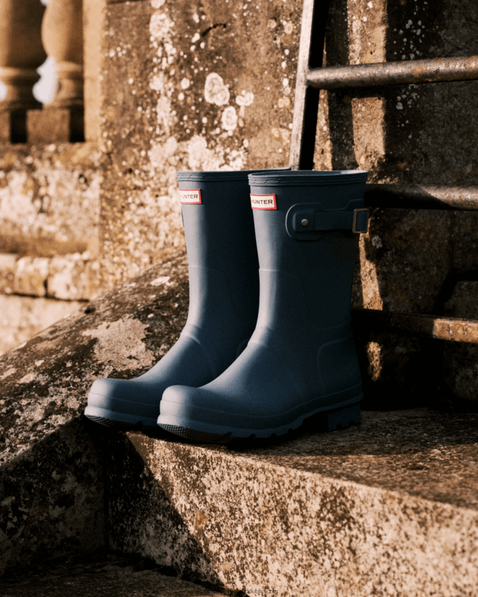 Men Hunter Original Short Rain Boots Borrowed Blue 68TN2X546