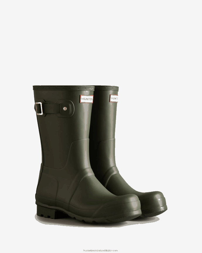 Men Hunter Original Short Rain Boots Dark Olive 68TN2X518