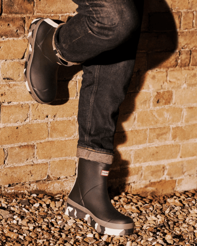 Men Hunter Play Short Colour Splash Sole Rain Boots Black/Mere/Shaded White 68TN2X503