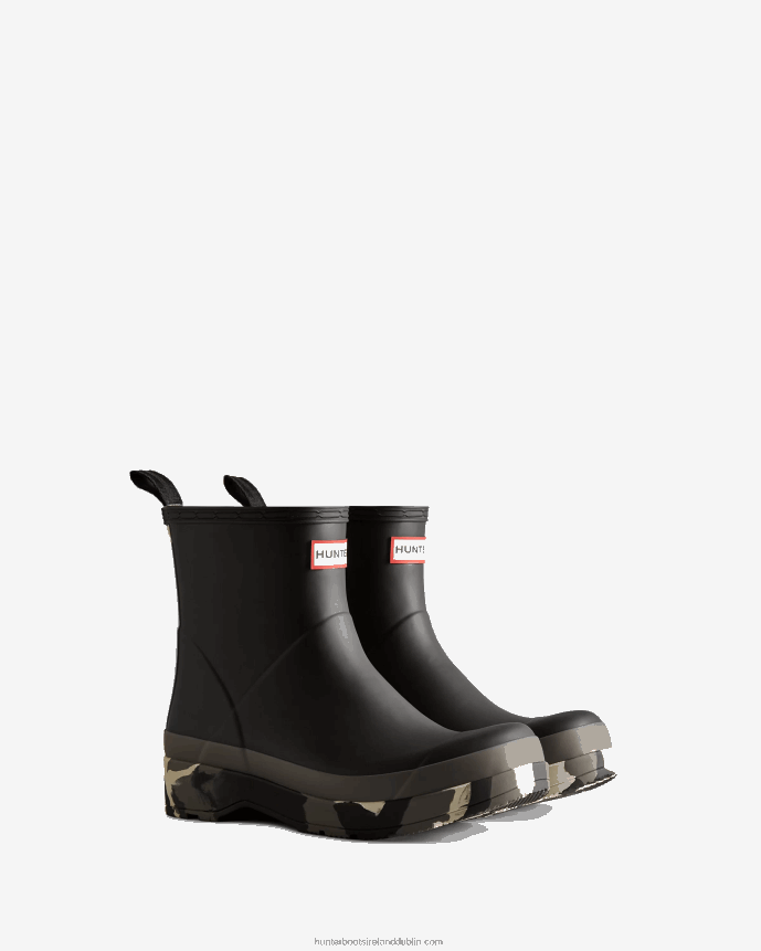 Men Hunter Play Short Colour Splash Sole Rain Boots Black/Mere/Shaded White 68TN2X503