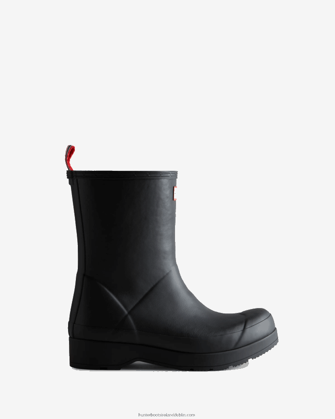 Men Hunter Play Vegan Shearling Insulated Mid-Height Rain Boots Black 68TN2X514
