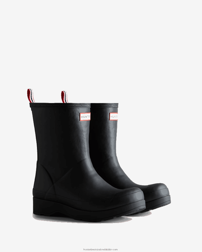 Men Hunter Play Vegan Shearling Insulated Mid-Height Rain Boots Black 68TN2X514
