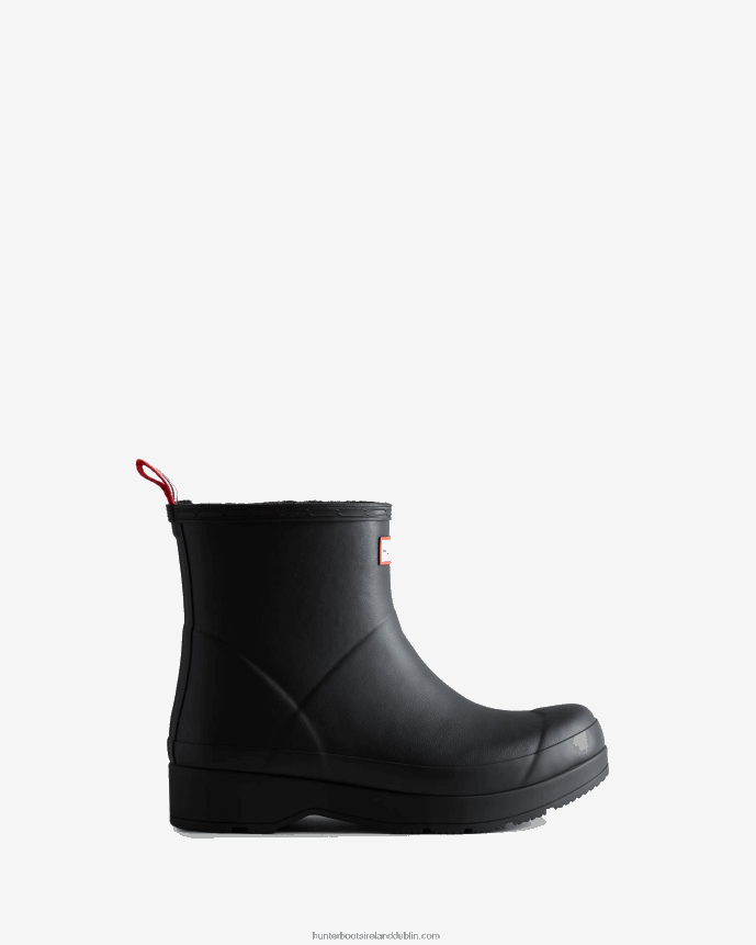Men Hunter Play Vegan Shearling Insulated Short Rain Boots Black 68TN2X513