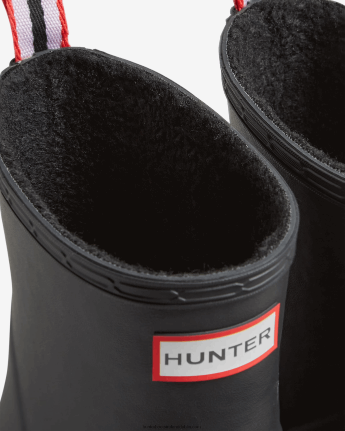 Men Hunter Play Vegan Shearling Insulated Short Rain Boots Black 68TN2X513