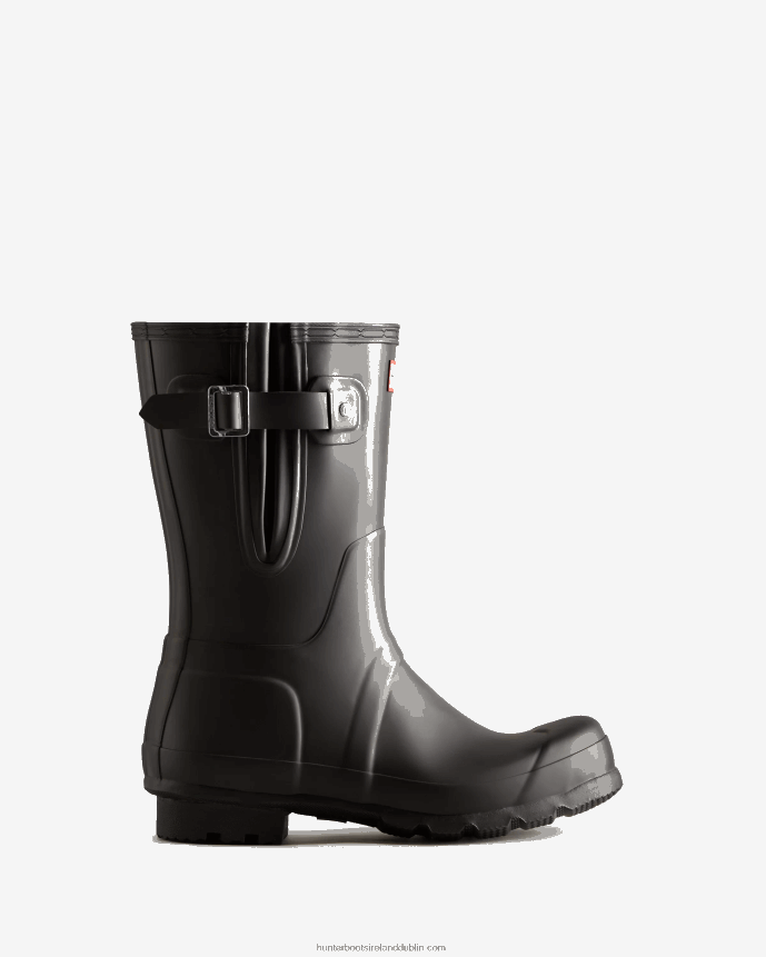 Men Hunter Short Side Adjustable Rain Boots Black 68TN2X548