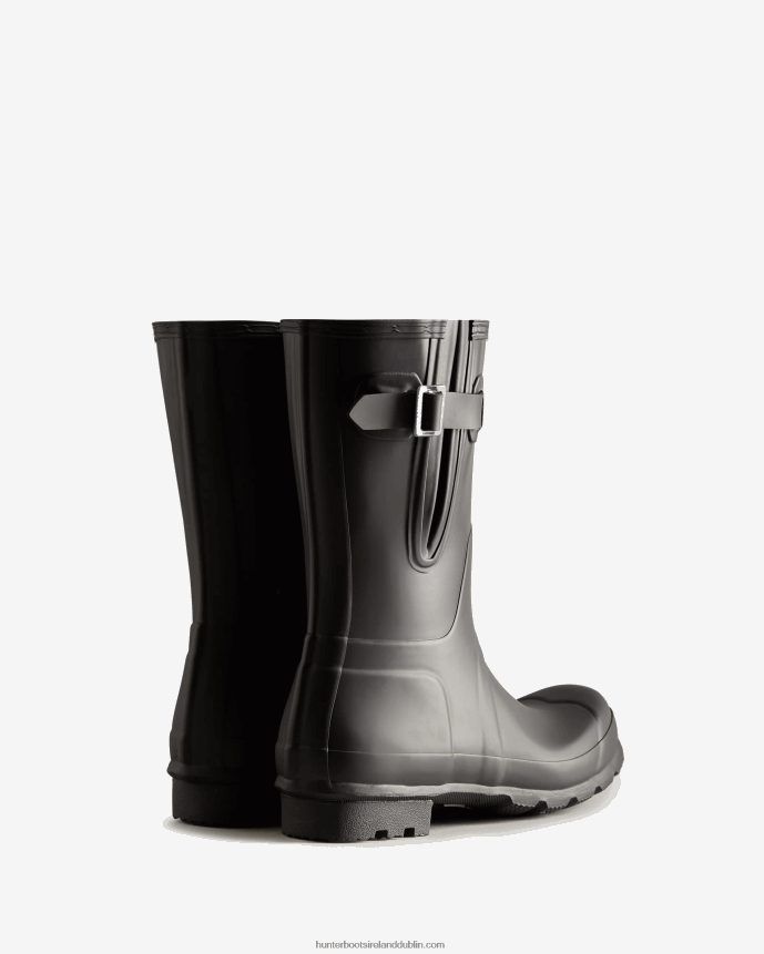 Men Hunter Short Side Adjustable Rain Boots Black 68TN2X548