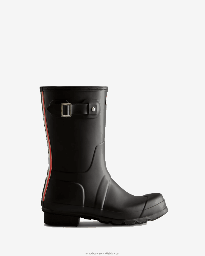Men Hunter Tri-Colour Logo Backstrap Short Rain Boots Black 68TN2X549