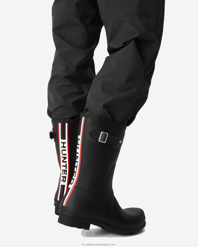 Men Hunter Tri-Colour Logo Backstrap Short Rain Boots Black 68TN2X549