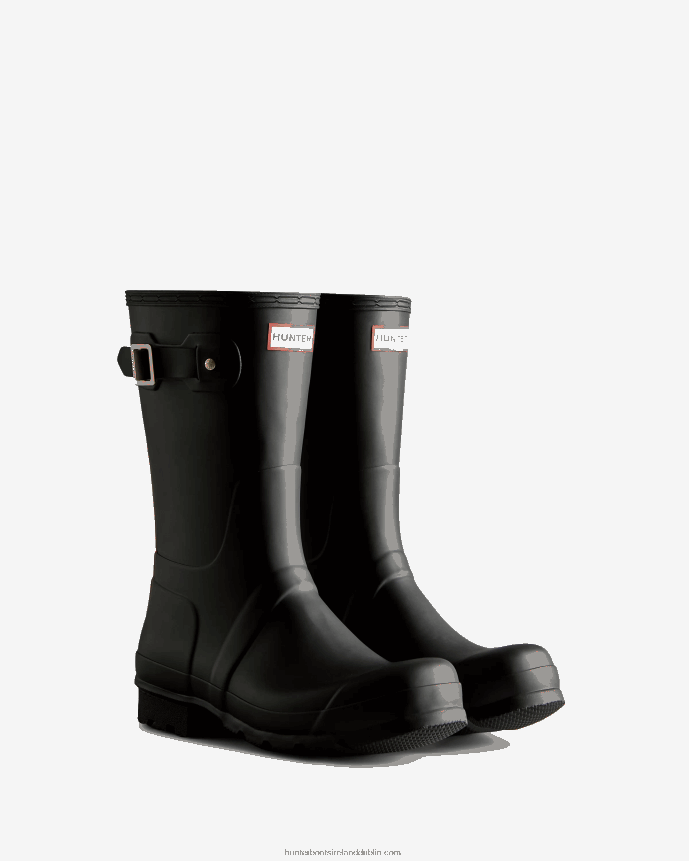 Men Hunter Tri-Colour Logo Backstrap Short Rain Boots Black 68TN2X549