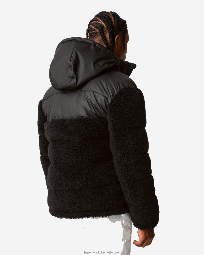 Men Hunter Wanderer Vegan Shearling Insulated Mid Puffer Jacket Black 68TN2X613