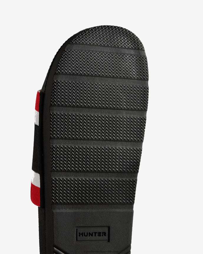 Men Hunter Tri Colour Elastic Slides Black/Red/White 68TN2X568