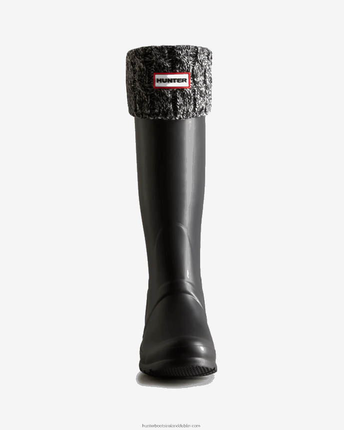 Women Hunter 6 Stitch Cable Knitted Cuff Tall Boot Socks Black/Grey 68TN2X500