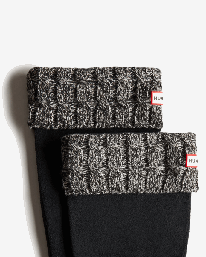 Women Hunter 6 Stitch Cable Knitted Cuff Tall Boot Socks Black/Grey 68TN2X500