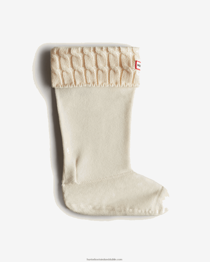 Women Hunter 6 Stitch Cable Knitted Cuff Tall Boot Socks White 68TN2X475