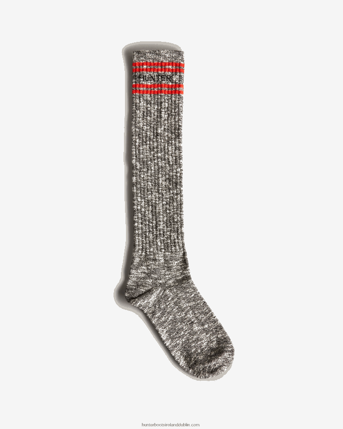 Women Hunter Branded College Mouline Tall Socks Black 68TN2X390