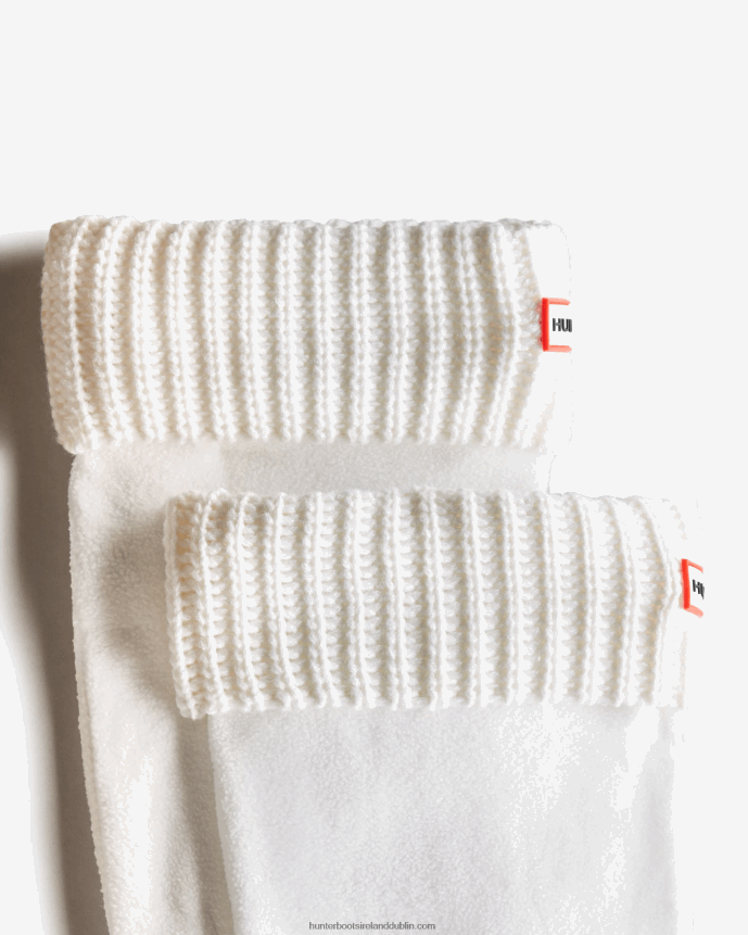 Women Hunter Half Cardigan Knitted Cuff Tall Boot Socks White 68TN2X473