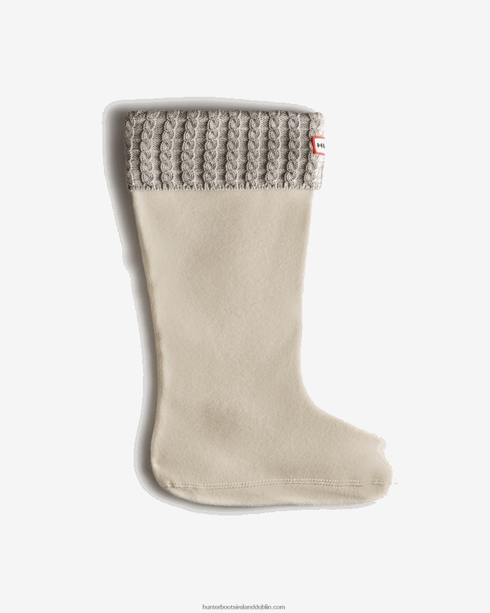 Women Hunter Recycled Mini Cable Knitted Cuff Tall Boot Socks White/Pale Grey 68TN2X409