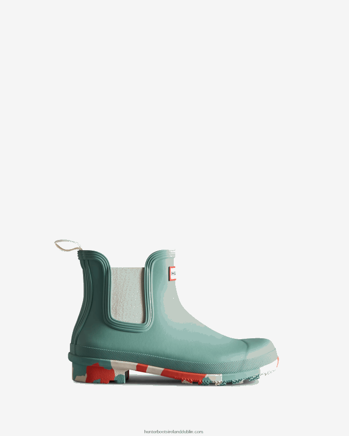 Women Hunter Colour Splash Sole Chelsea Boots Birdseye Blue/White Willow/Persimmon Pink 68TN2X280
