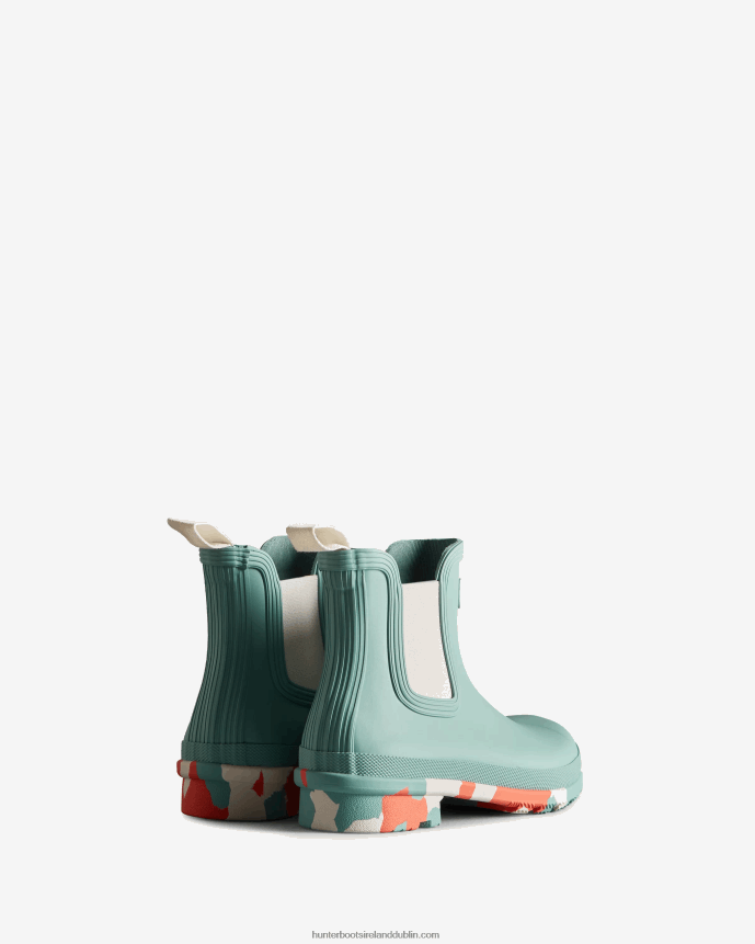 Women Hunter Colour Splash Sole Chelsea Boots Birdseye Blue/White Willow/Persimmon Pink 68TN2X280