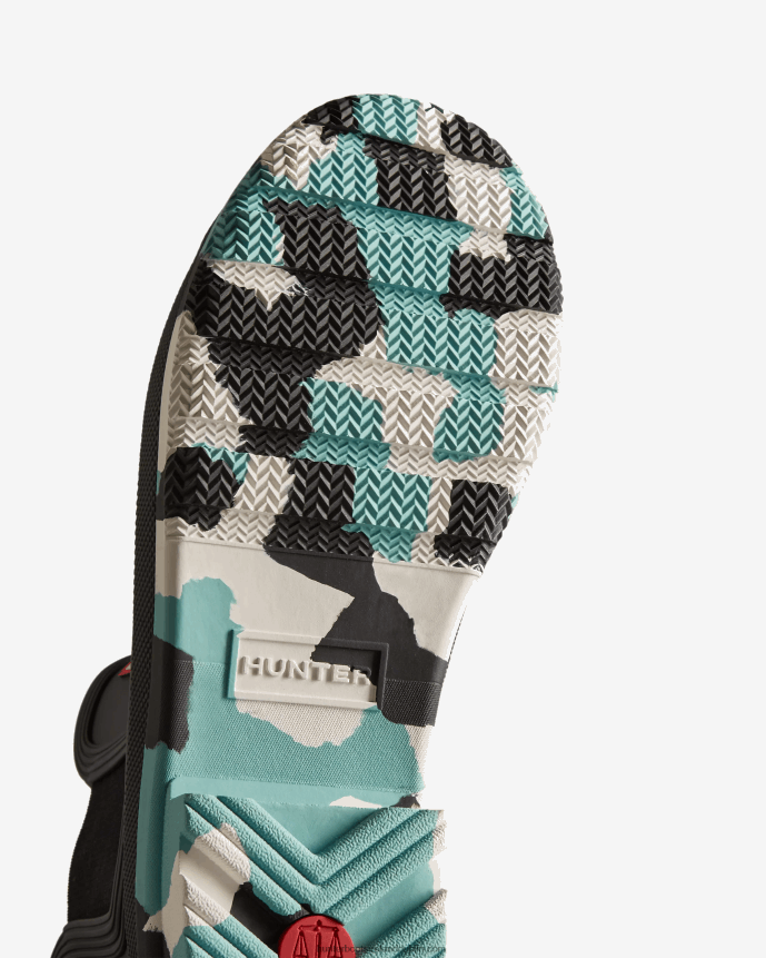 Women Hunter Colour Splash Sole Chelsea Boots Black/White Willow/Birseye Blue 68TN2X130