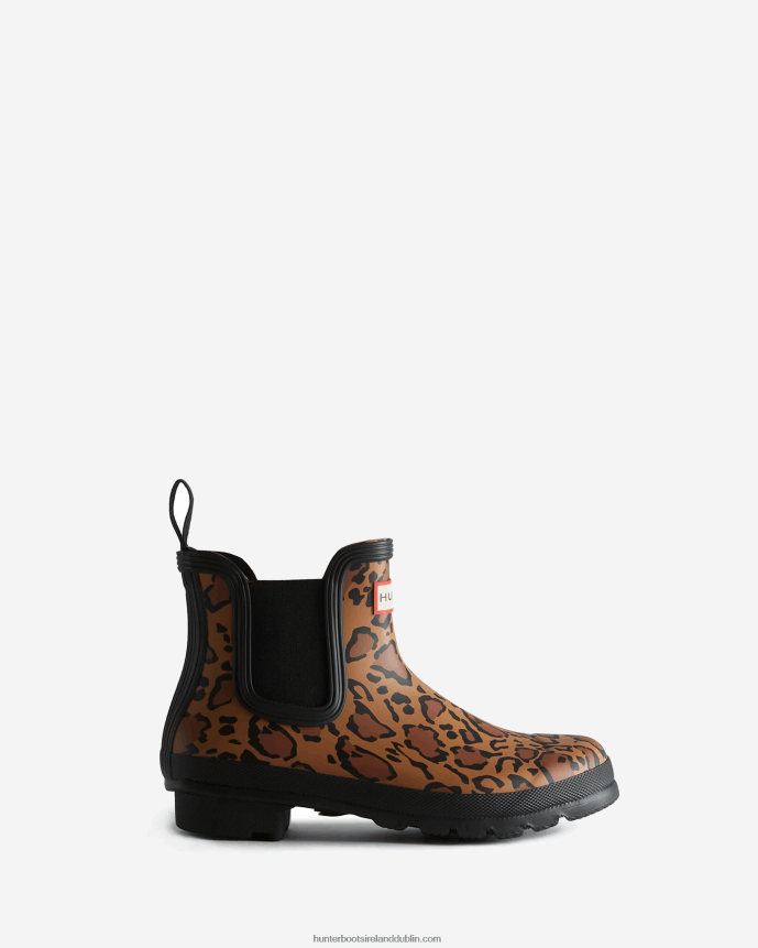 Women Hunter Leopard Print Chelsea Boots Rich Tan/Saddle/Black 68TN2X221