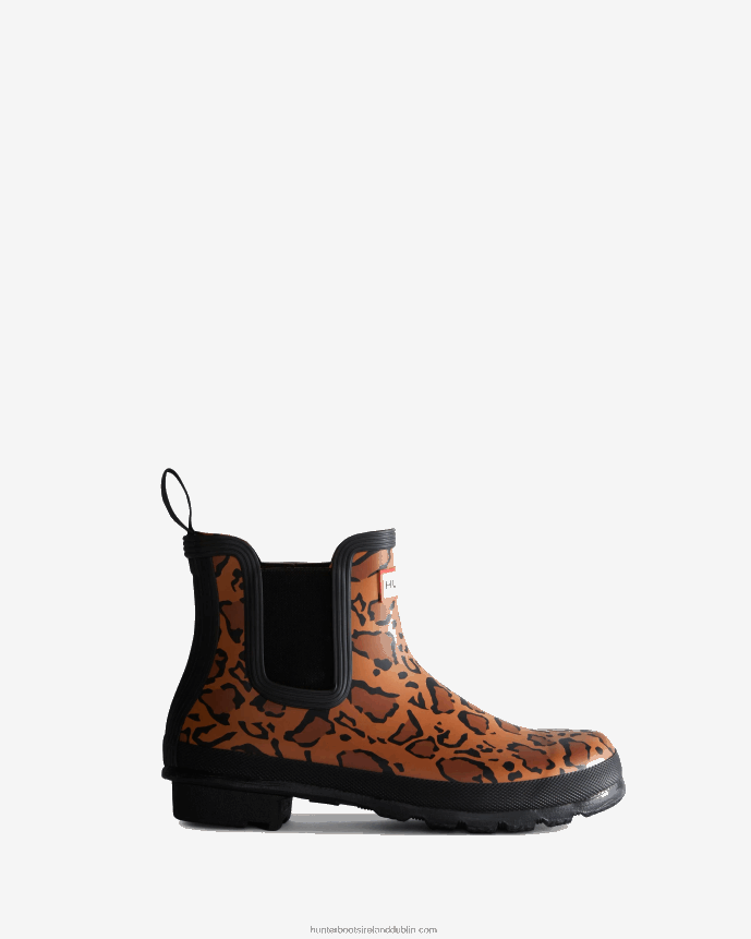 Women Hunter Leopard Print Chelsea Boots Rich Tan/Saddle/Black 68TN2X221
