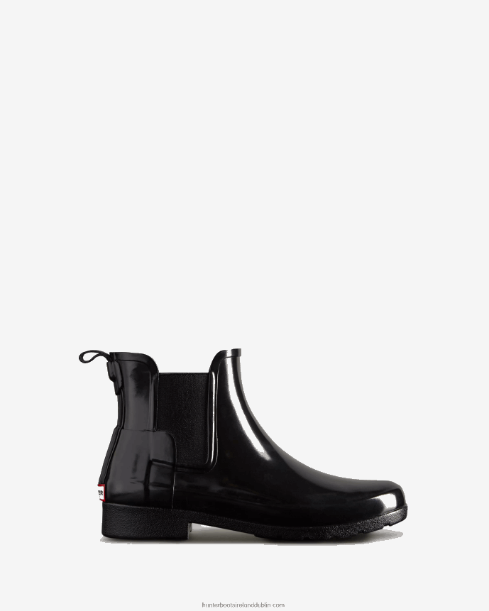 Women Hunter Refined Gloss Slim Fit Chelsea Boot Black 68TN2X46