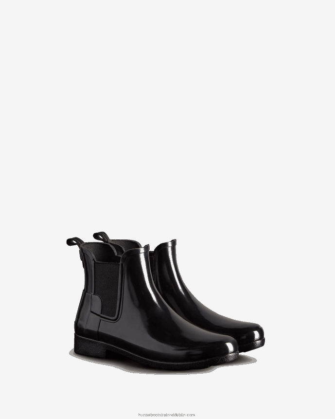 Women Hunter Refined Gloss Slim Fit Chelsea Boot Black 68TN2X46
