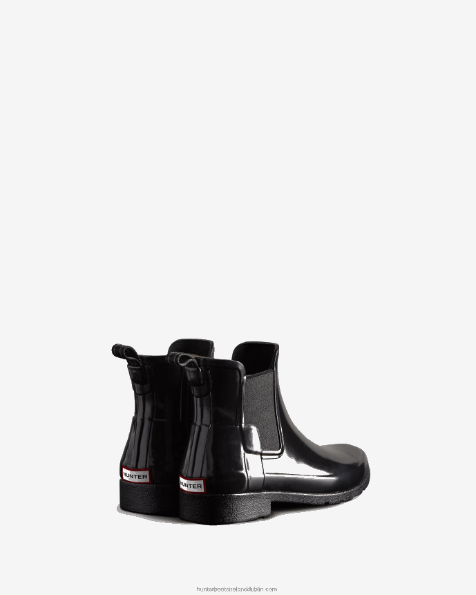Women Hunter Refined Gloss Slim Fit Chelsea Boot Black 68TN2X46