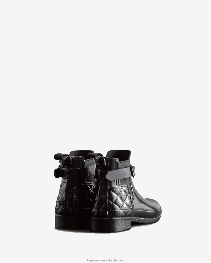 Women Hunter Refined Slim Fit Quilted Gloss Chelsea Boots Black 68TN2X309