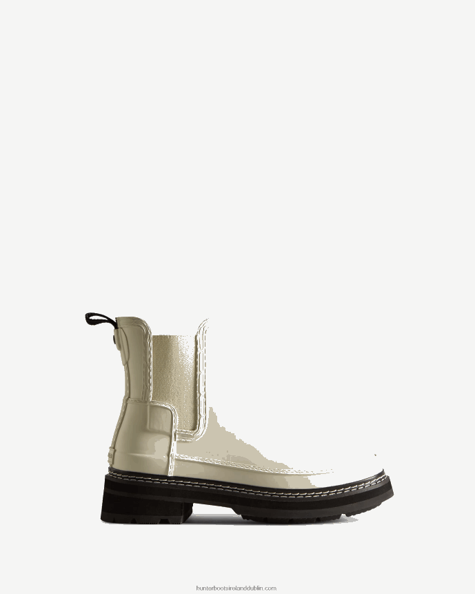 Women Hunter Refined Stitch Detail Chelsea Boots White Willow/Black 68TN2X159