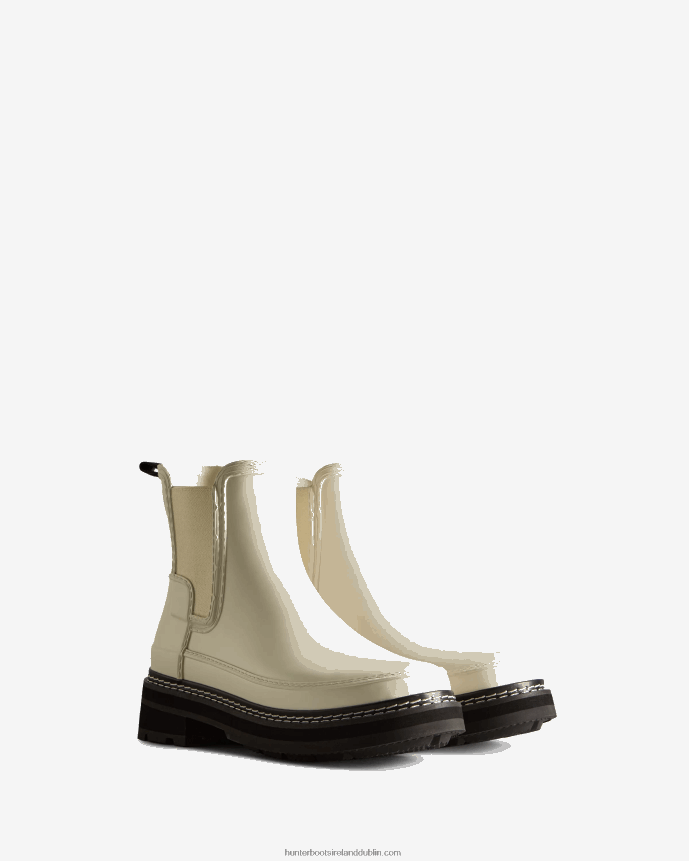 Women Hunter Refined Stitch Detail Chelsea Boots White Willow/Black 68TN2X159